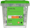 Grön och transparent plastförpackning med etiketten "Facade plug GXL, 10x160, pcs 20, Outdoor C3, Art 404025, HEX 13".