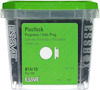 Förpackning med plastlock från Essve, grön lock, innehåller 200 st, art.nr 111059, svart färg, storlek Ø14/19.