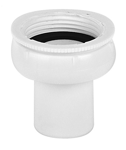 Vit gänganslutning med invändig gänga och packning, cylindrisk form.