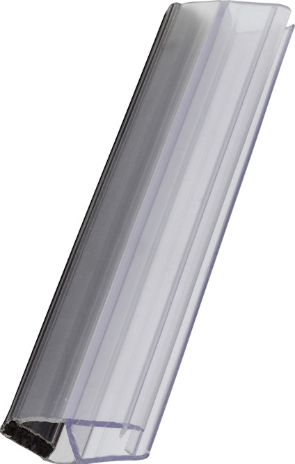 Transparent magnetlist med vinklad profil och svart inre beläggning.
