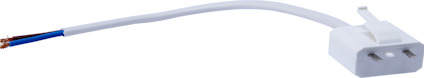 Vit ojordad DCL-armatursladd med två synliga kopparledare i ena änden och en anslutningskontakt i den andra.