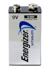 9V litiumbatteri från Energizer med blå och svart text samt symboler på framsidan.