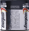 Energizer 223 lithiumbatteri med text om varningar och specifikationer, inklusive datumstämpeln 03-2020.