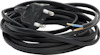 Svart, rund elkabel med europeisk kontaktplugg och avskalade ändar.