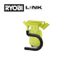 Grön verktygskrok med svart böjd del, logotypen "RYOBI LINK Modular Storage System" syns ovanför.