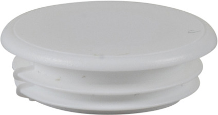 Vitt täcklock med rund form och flera lager på kanten.