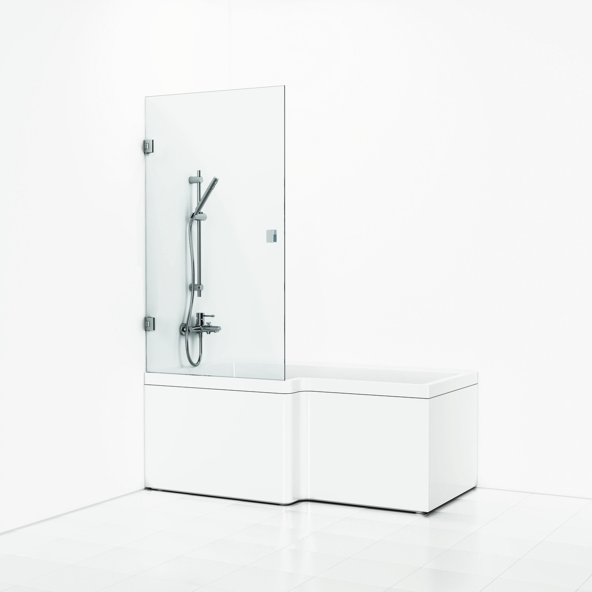 SKÄRMVÄGG BAD 180° KROM KLARGLAS 81X1X140CM - Svedbergs