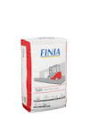 Vit och röd säck med texten "FINJA" och en illustration av en gaffeltruck samt siffran "520".