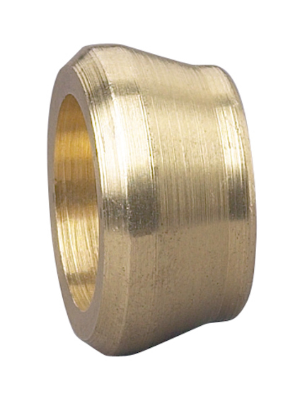 Guldfärgad, metallisk kopparrörsdel med cylinderform och avsmalnande kanter.