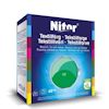 Förpackning av Nitor textilfärg i lime, märkt "17", med text på flera språk och temperaturangivelse 40°C.
