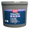 Grå hink med blå etikett märkt "CascoFlex" och olika språkversioner av "Golv- och vägglim", kapacitet 5 liter.