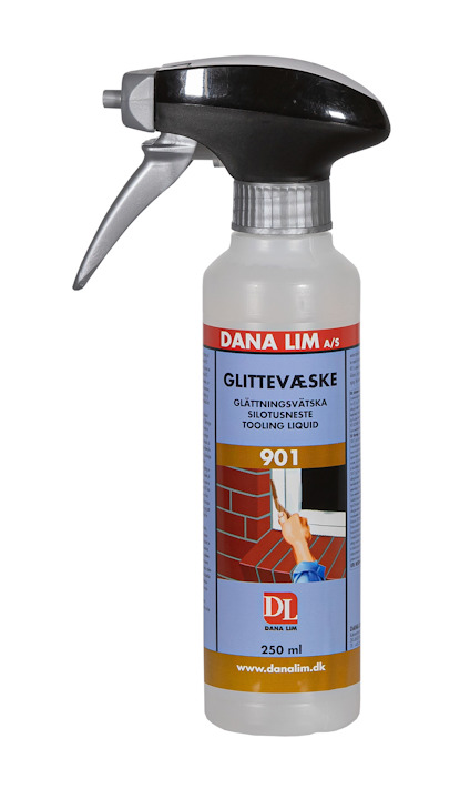 Plastsprayflaska med etikett "Dana Lim Glättningsvätska 901", innehåll 250 ml.