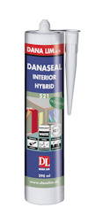Cylinderformad förpackning med texten "DANASEAL INTERIOR HYBRID 521" och en vit applikatorspets.
