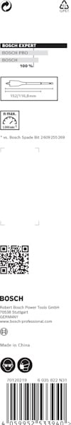 Förpackning med Bosch Expert SpeedClic SC1 100. Produktinformation och streckkod synliga. Tillverkad i Kina.