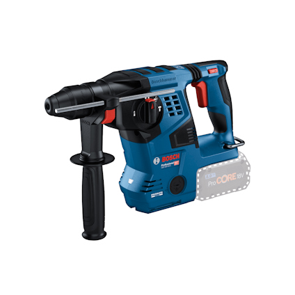 Borrmaskin av märket Bosch med blå och svart design, ProCORE 18V indikeras.