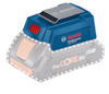 Blå Bosch batteriadapter med röd strömbrytare och Bosch-logotyp.
