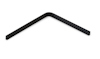 Svart L-formad metallkonsol med förborrade hål för montering.