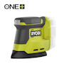 Sladdlös grön Ryobi slipmaskin med svart handtag och fyrkantig slipsula, 18V ONE+ system.
