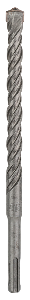 Borrskaft med spiraldesign och sluttande spets för borrning i hårda material.