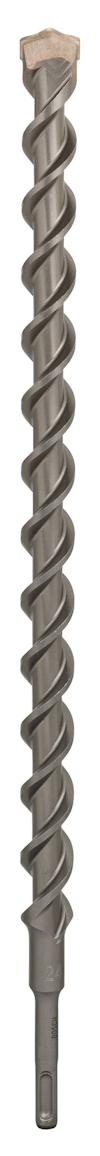 Metallisk borr med spiralformade skär och spets för betongborrning.