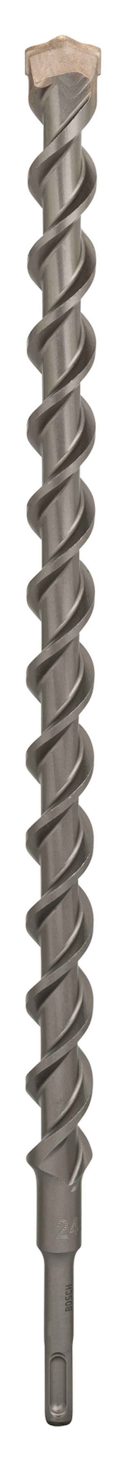 Metallisk borr med spiralformade skär och spets för betongborrning.
