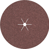 Rund slipskiva i rödbrun färg med stjärnformat hål i mitten.