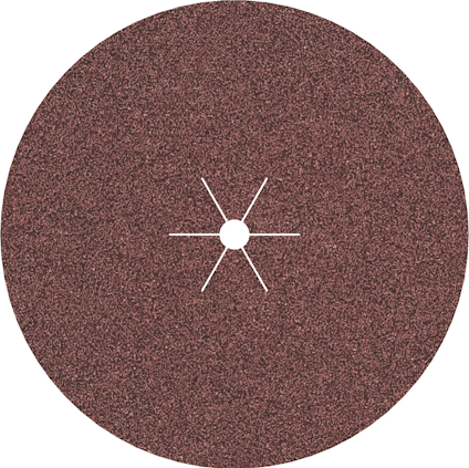 Rund slipskiva i rödbrun färg med stjärnformat hål i mitten.