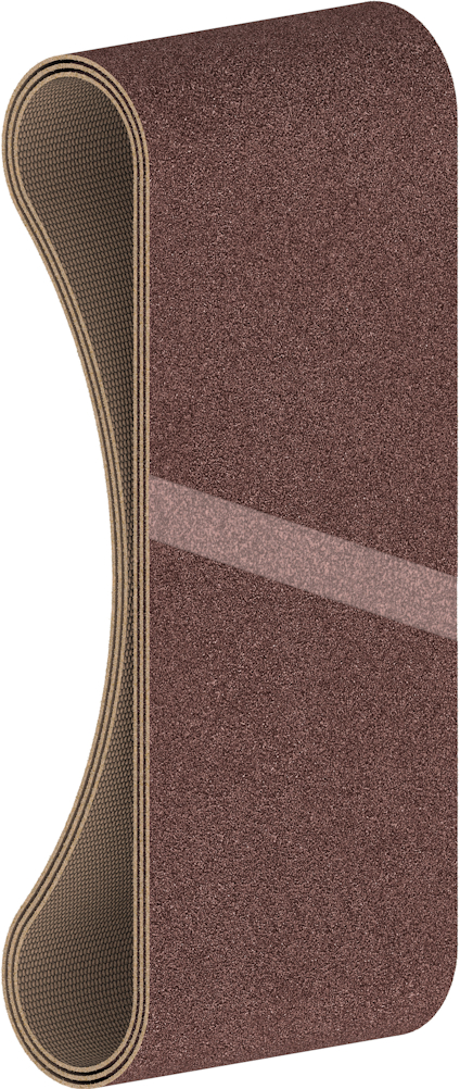 Brunt slipband i en cirkulär form för slipmaskiner.