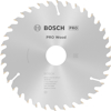 Rund sågklinga märkt "Bosch Pro Wood 216x30mm, 36T, max 8500 rpm, Made in China".