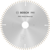 Cirkelklinga från Bosch med 96 tänder, märkt "PRO Multi Material" och specifikationer inklusive 216 mm diameter.