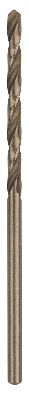 Metallborr med spiralformad design och jämn cylindrisk skaft i enhetlig metallfärg.