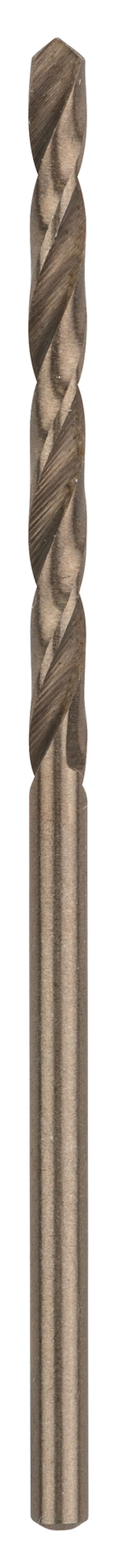 Metallborr med spiralformad design och jämn cylindrisk skaft i enhetlig metallfärg.