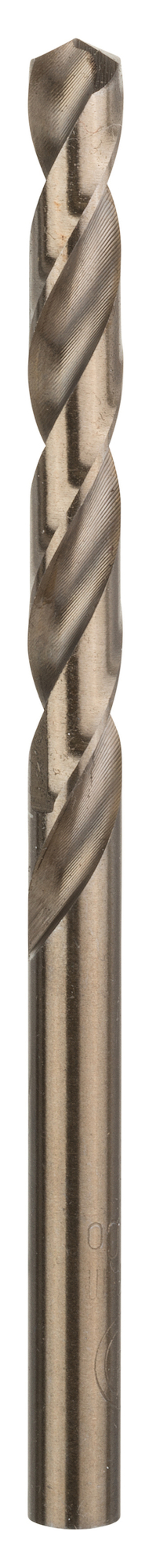 Borrskär i metall med spiralformad design och en spetsig ände.