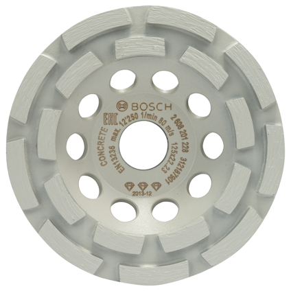 Diamantslipkopp för betong, Bosch märkt, max 12,500 RPM, 13 segment, 125x22mm.