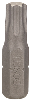 Skruvbits med Bosch-logotyp, cylinderformad och grå i färgen.
