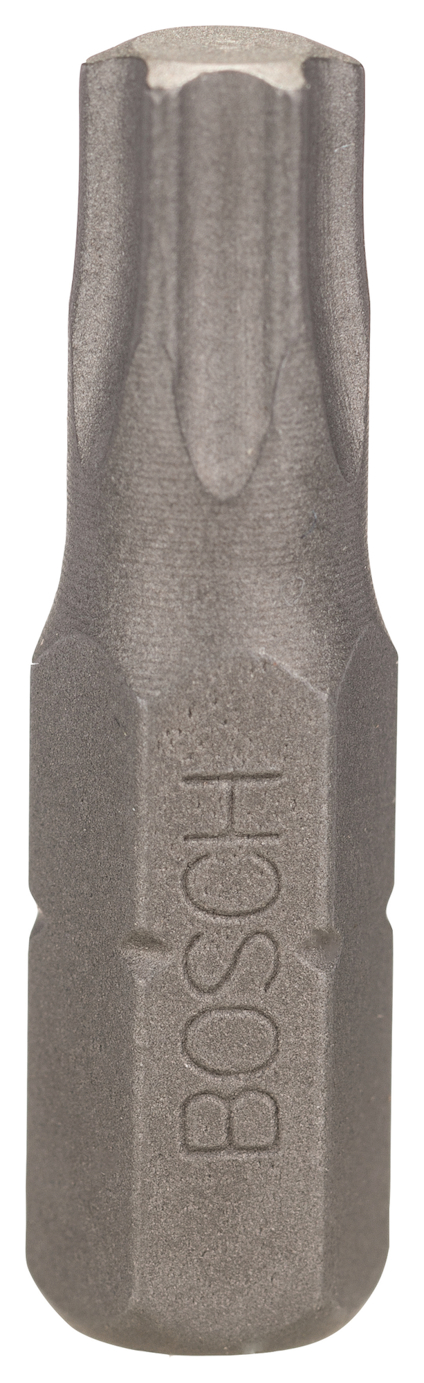 Skruvbits med Bosch-logotyp, cylinderformad och grå i färgen.