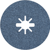 Rund, blå sliivskiva med ett vitt, stjärnformat centrum.