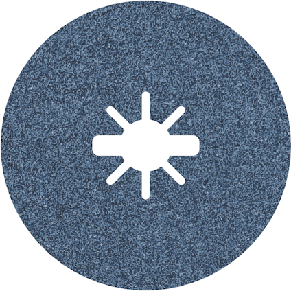 Rund, blå sliivskiva med ett vitt, stjärnformat centrum.