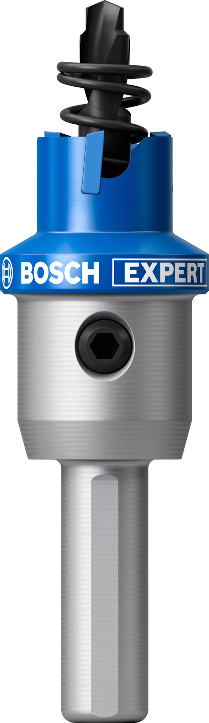 Borrkrona från Bosch Expert i metall och blå plast med märkning "BOSCH EXPERT".