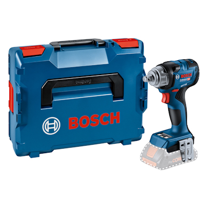 Blå Bosch sladdlös borrmaskin med ett transportfodral.