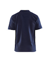 Marinblå kortärmad T-shirt sedd bakifrån mot vit bakgrund.