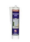 Tub med vit akrylfogmassa, etikett med texten "DANASEAL ACRYL 504" och "DANA LIM A/S".