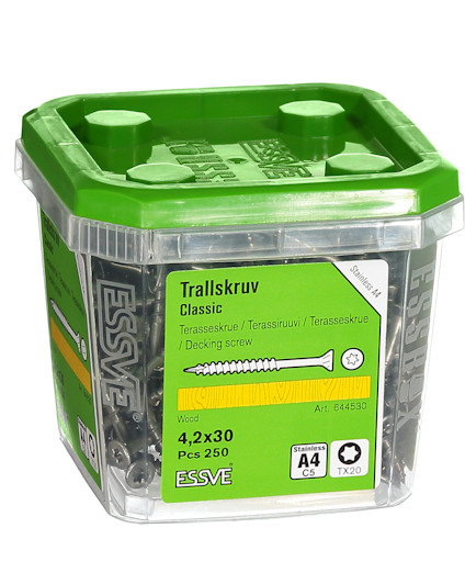 Förpackning med terrasskruvar, 4,2x30 mm, 250 st, ESSVE, TX20.
