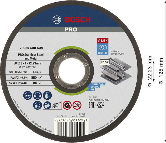 KAPSKIVA BOSCH 60 R INOX 76X1MM 5S - Bosch