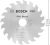 Cirkelsågblad märkt "Bosch PRO Wood", med specifikationer för storlek och maxhastighet. Made in China.