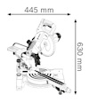 Kapsåg med måtten 445 mm x 630 mm markerade med pilar och text.