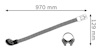 Flexibel slang med anslutningar, längd 970 mm, diameter 129 mm.