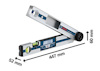Digitalt vinkelmätverktyg med display och vattenpass från Bosch, dimensioner: 447 mm x 60 mm x 52 mm.