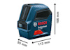 Bosch Professional laserverktyg, modell GLL 2-10, med måtten 106 x 112 x 55 mm.