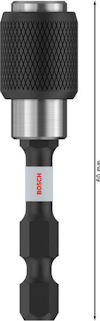 Svart bitshållare med silverdetaljer och Bosch-logga, 60 mm markerad längd.